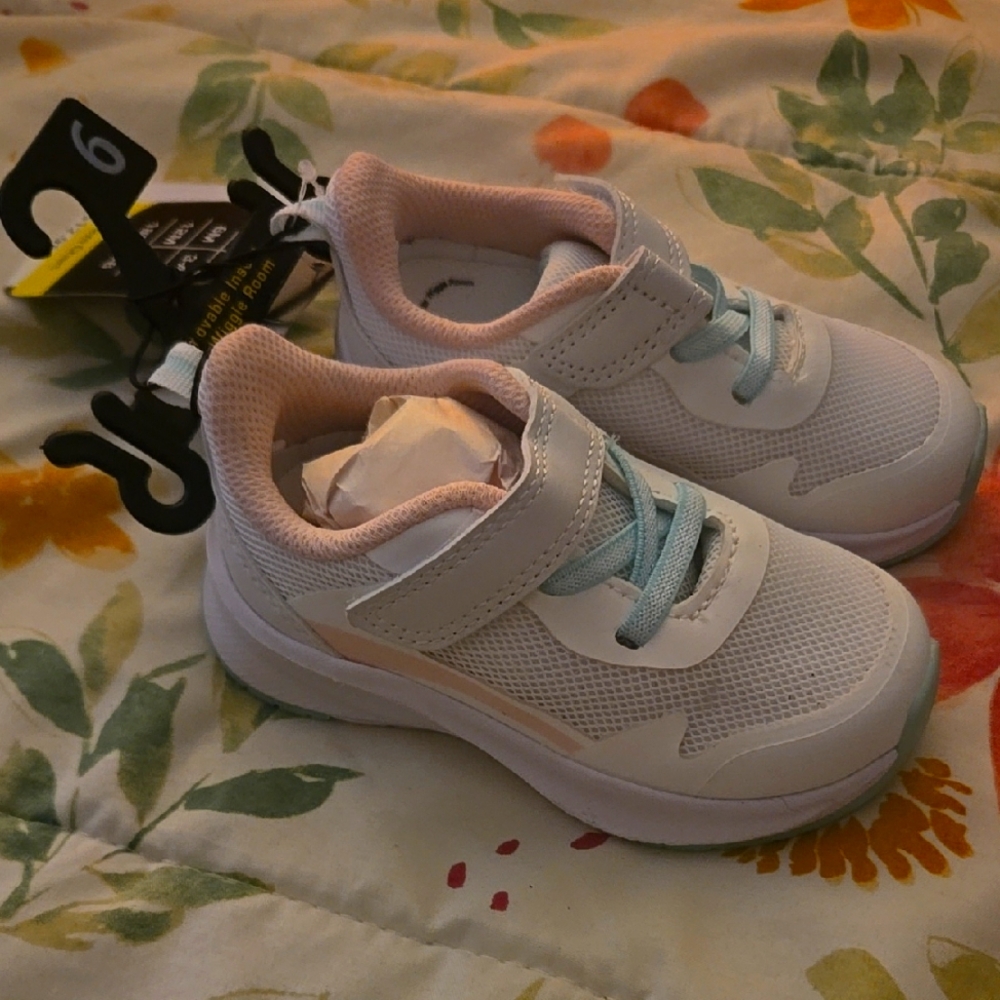 Girls White and Pink Sneakers